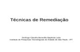 Técnicas de Remediação Geólogo Claudio Benedito Baptista Leite Instituto de Pesquisas Tecnológicas do Estado de São Paulo - IPT.