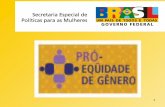 1. 2 Programa Pró-Eqüidade de Gênero Oportunidades Iguais e Respeito as Diferenças Governo Federal - Secretaria Especial de Políticas para as Mulheres.