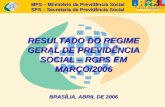 MPS – Ministério da Previdência Social SPS – Secretaria de Previdência Social RESULTADO DO REGIME GERAL DE PREVIDÊNCIA SOCIAL – RGPS EM MARÇO/2006 BRASÍLIA,