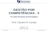 Cleuton R. Carrijo Gestão por Competências GESTÃO POR COMPETÊNCIAS - 3 Prof. Cleuton R. Carrijo Joinville – SC Março de 2013 “O Lado Humano da Estratégia”