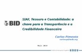SIAF, Tesouro e Contabilidade: a chave para a Transparência e a Credibilidade Financeira Carlos Pimenta carloscp@iadb.org Maio 2014.