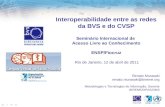 Interoperabilidade entre as redes da BVS e do CVSP Seminário Internacional de Acesso Livre ao Conhecimento ENSP/Fiocruz Rio de Janeiro, 12 de abril de.