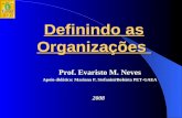 Definindo as Organizações Prof. Evaristo M. Neves Apoio didático: Mariana P. Stefanini/Bolsista PET-GAEA 2008.
