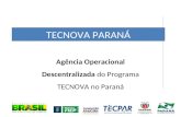 Agência Operacional Descentralizada do Programa TECNOVA no Paraná TECNOVA PARANÁ.