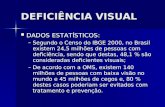 DEFICIÊNCIA VISUAL DADOS ESTATÍSTICOS: DADOS ESTATÍSTICOS: –Segundo o Censo do IBGE 2000, no Brasil existem 24,5 milhões de pessoas com deficiência, sendo.