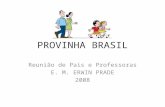 PROVINHA BRASIL Reunião de Pais e Professoras E. M. ERWIN PRADE 2008.