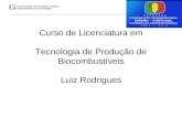 Luiz Rodrigues – ESTG do IPP Curso de Licenciatura em Tecnologia de Produção de Biocombustíveis Luiz Rodrigues.