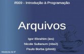 Arquivos if669 - Introdução à Programação Monitoria de IP Igor Ebrahim (ies) Nicole Sultanum (nbs2) Paulo Borba (phmb)