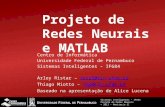 Projeto de Redes Neurais e MATLAB Centro de Informática Universidade Federal de Pernambuco Sistemas Inteligentes – IF684 Arley Ristar – arrr2@cin.ufpe.brarrr2@cin.ufpe.br.