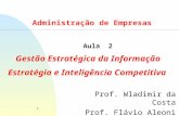 1 Gestão Estratégica da Informação Estratégia e Inteligência Competitiva Prof. Wladimir da Costa Prof. Flávio Aleoni Aula 2 Administração de Empresas.