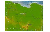 A Líbia situa-se no Norte de África, banhada pelo mar da Líbia, uma parte (reentrância) do mar Mediterrâneo e ladeado pelo Egito a leste e pela Tunísia.