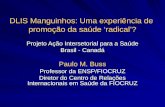 DLIS Manguinhos: Uma experiência de promoção da saúde ‘radical’? Projeto Ação Intersetorial para a Saúde Brasil - Canadá Paulo M. Buss Professor da ENSP/FIOCRUZ.