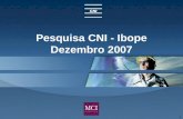 1 Pesquisa CNI - Ibope Dezembro 2007. 2 A MCI - Estratégia, consultoria contratada pela CNI, apresenta a análise dos dados de pesquisa quantitativa nacional.