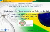 V Seminário de Planejamento no Âmbito do SUS Manaus, 15 de abril de 2014 Sistema de Apoio à Construção do Relatório de Gestão - Sargsus MINISTÉRIO DA SAÚDE.