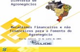 Diretoria de Agronegócios Mecanismos Financeiros e não Financeiros para o Fomento do Agronegócio Rio de Janeiro, 15 de junho de 2005.