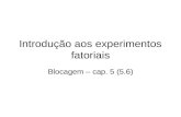 Introdução aos experimentos fatoriais Blocagem – cap. 5 (5.6)