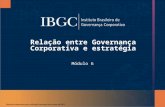 Material elaborado para utilização exclusiva nos cursos do IBGC. Relação entre Governança Corporativa e estratégia Módulo 6.