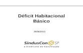 Déficit Habitacional Básico 26/06/2013. 2 Metodologia O déficit habitacional do SindusCon-SP calculado pelo Ibre/FGV refere-se ao número de moradias em.