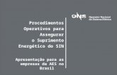 Procedimentos Operativos para Assegurar o Suprimento Energético do SIN Apresentação para as empresas da AES no Brasil São Paulo, 20 de agosto de 2008.