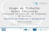 Grupo de Trabalho Ações Conjuntas Avaliação da Execução de Programas de Governo Relatório de Progresso e perspectivas Ronald da Silva Balbe Diretor de.