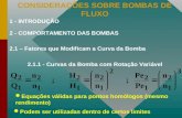 CONSIDERAÇÕES SOBRE BOMBAS DE FLUXO 2.1 – Fatores que Modificam a Curva da Bomba 2.1.1 - Curvas da Bomba com Rotação Variável Equações válidas para pontos.