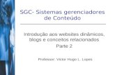 SGC- Sistemas gerenciadores de Contedo Introdu§£o aos websites din¢micos, blogs e conceitos relacionados Parte 2 Professor: Victor Hugo L. Lopes