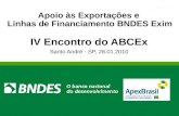 1 Apoio às Exportações e Linhas de Financiamento BNDES Exim IV Encontro do ABCEx Santo André - SP, 28.01.2010.