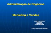 Administraçao de Negócios FELIPE LATANCE GRASIELI LEANDRO LUCAS STEFAN Prof. Mauri Cesar Soares Marketing e Vendas.