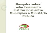 Pesquisa sobre relacionamento institucional entre Municípios e Ministério Público.