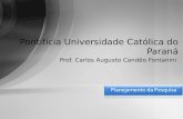 Prof. Carlos Augusto Candêo Fontanini Pontifícia Universidade Católica do Paraná.