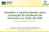 1 Desafios e oportunidades para utilização do biodiesel de mamona na visão da ANP Cristiane Zulivia de Andrade Monteiro Superintendência de Biocombustíveis.