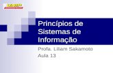 Princípios de Sistemas de Informação Profa. Liliam Sakamoto Aula 13.