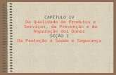 CAPÍTULO IV Da Qualidade de Produtos e Serviços, da Prevenção e da Reparação dos Danos SEÇÃO I Da Proteção à Saúde e Segurança.