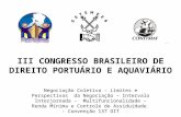 III CONGRESSO BRASILEIRO DE DIREITO PORTUÁRIO E AQUAVIÁRIO Negociação Coletiva – Limites e Perspectivas da Negociação – Intervalo Interjornada - Multifuncionalidade.