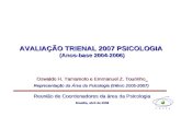 AVALIAÇÃO TRIENAL 2007 PSICOLOGIA (Anos-base 2004-2006) Oswaldo H. Yamamoto e Emmanuel Z. Tourinho Representação da Área da Psicologia (triênio 2005-2007)