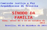 Comissão Justiça e Paz Arquidiocese de Brasília SÍNODO DA FAMÍLIA Roma, entre 05 e 19 de outubro de 2014 Brasília, 01 de dezembro de 2014.