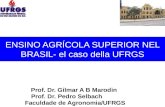 ENSINO AGRÍCOLA SUPERIOR NEL BRASIL- el caso della UFRGS Prof. Dr. Gilmar A B Marodin Prof. Dr. Pedro Selbach Faculdade de Agronomia/UFRGS.