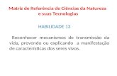 HABILIDADE 13 Matriz de Referência de Ciências da Natureza e suas Tecnologias Reconhecer mecanismos de transmissão da vida, prevendo ou explicando a manifestação.