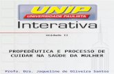 Unidade II PROPEDÊUTICA E PROCESSO DE CUIDAR NA SAÚDE DA MULHER Profa. Dra. Jaqueline de Oliveira Santos.