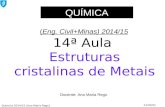 Química 2014/15 (Ana Maria Rego) 31-03-2015 (Eng. Civil+Minas) 2014/15 14ª Aula Estruturas cristalinas de Metais Docente: Ana Maria Rego QUÍMICA.