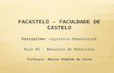 FACASTELO - FACULDADE DE CASTELO Disciplina: Logística Empresarial Aula 05 - Manuseio de Materiais Professor: Marcos Almeida da Costa.