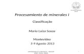 Procesamiento de minerales I Classificação Maria Luiza Souza Montevideo 5-9 Agosto 2013 1 UNIVERSIDADE DE LA REPUBLICA – URUGUAY UFRGS - DEMIN - BRASIL.