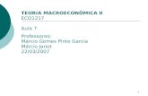 1 TEORIA MACROECONÔMICA II ECO1217 Aula 7 Professores: Márcio Gomes Pinto Garcia Márcio Janot 22/03/2007.