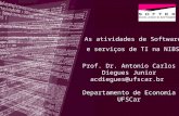 As atividades de Software e serviços de TI na NIBSS Prof. Dr. Antonio Carlos Diegues Junior acdiegues@ufscar.br Departamento de Economia UFSCar.