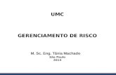 UMC GERENCIAMENTO DE RISCO M. Sc. Eng. Tânia Machado São Paulo 2014.