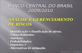 BANCO CENTRAL DO BRASIL 2009/2010 ANÁLISE E GERENCIAMENTO DE RISCOS - Identificação e classificação de ativos; - Vulnerabilidades; - Ameaças; - Probabilidades;