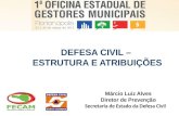 DEFESA CIVIL – ESTRUTURA E ATRIBUIÇÕES Márcio Luiz Alves Diretor de Prevenção Secretaria de Estado da Defesa Civil.