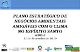 PLANO ESTRATÉGICO DE NEGÓCIOS AMBIENTAIS AMIGÁVEIS COM O CLIMA NO ESPÍRITO SANTO SEBRAE 11 de Fevereiro de 2010.