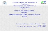 Financiadora de Estudos e Projetos Ministério da Ciência e Tecnologia 1º. CICLO DE PALESTRAS SOBRE EMPREENDEDORISMO TECNOLÓGICO CPET Centro Acadêmico Santos.