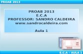 PROAB 2013 E.C.A – AULA 1 PROAB 2013 E.C.A PROFESSOR: SANDRO CALDEIRA  Aula 1 PROAB 2013 E.C.A PROFESSOR: SANDRO CALDEIRA .